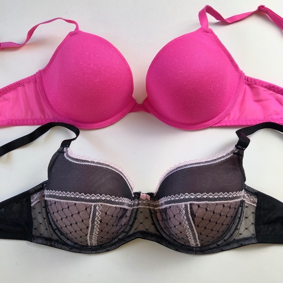 2 Like New Bras in Hot Pink and Black & White - Picture 1 of 10